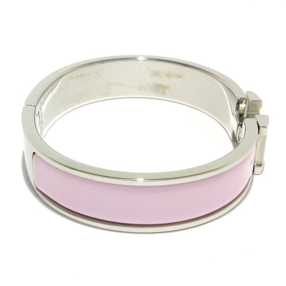 Auth HERMES Clic H Silver Light Pink Hardware Bangle - Picture 5 of 6